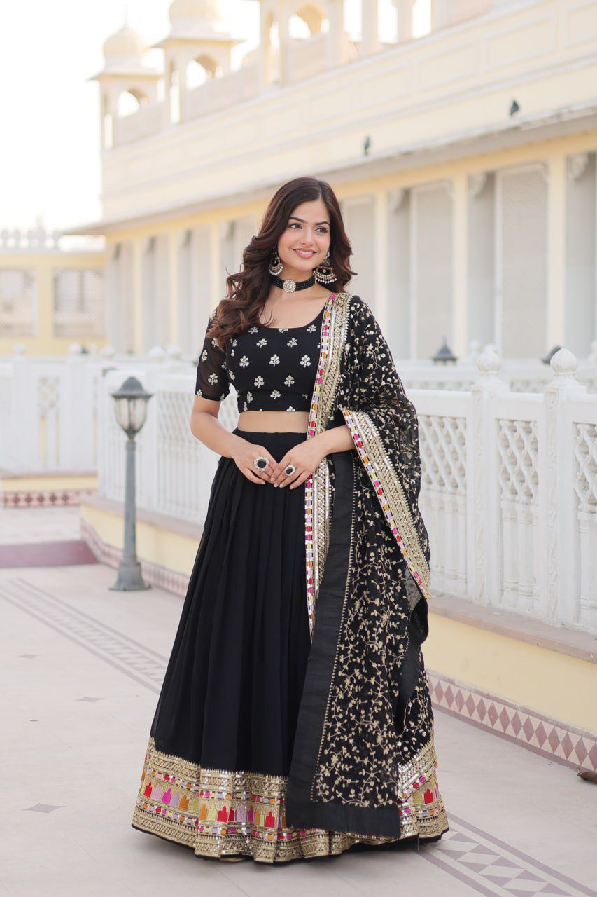 Heavy Sequins & Thread Embroidered Work Lehenga