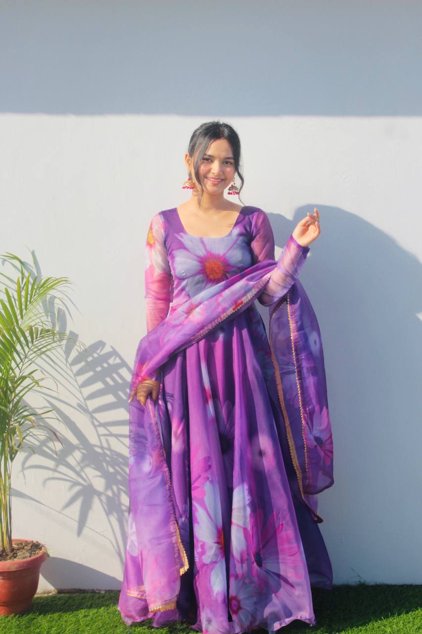 Floral Lavender Anarkali