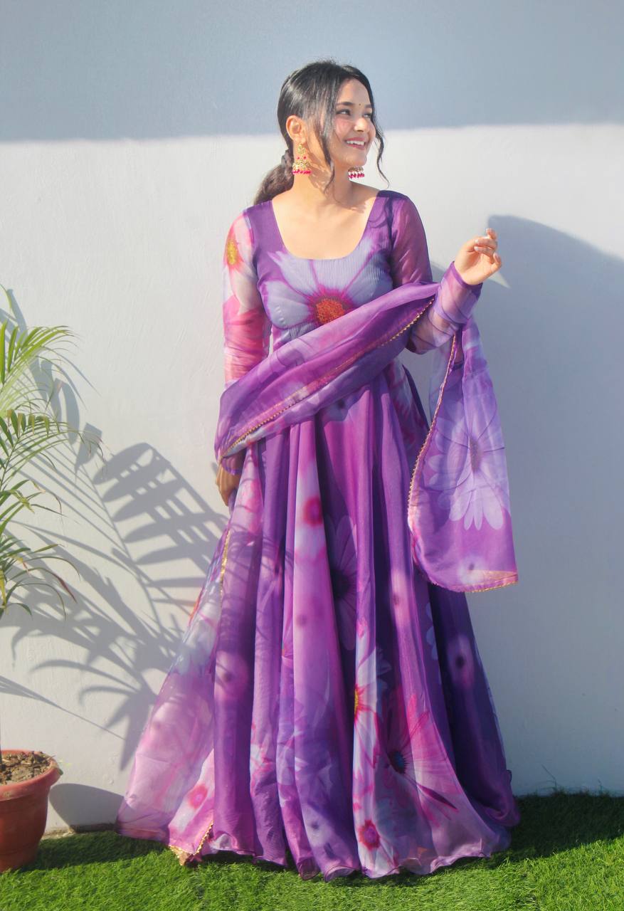 Floral Lavender Anarkali