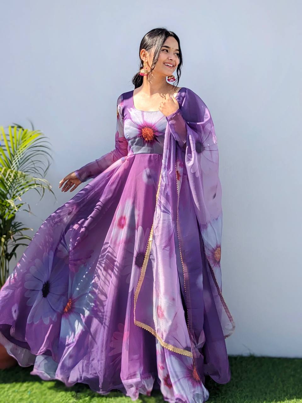 Floral Lavender Anarkali