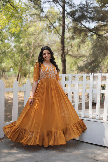 Georgette Ruffle Anarkali Gown