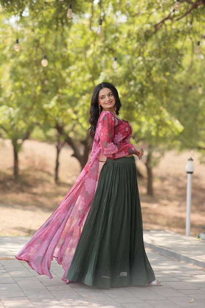 Floral Printed Dress With Shrug