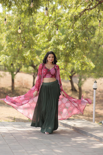 Floral Printed Dress With Shrug