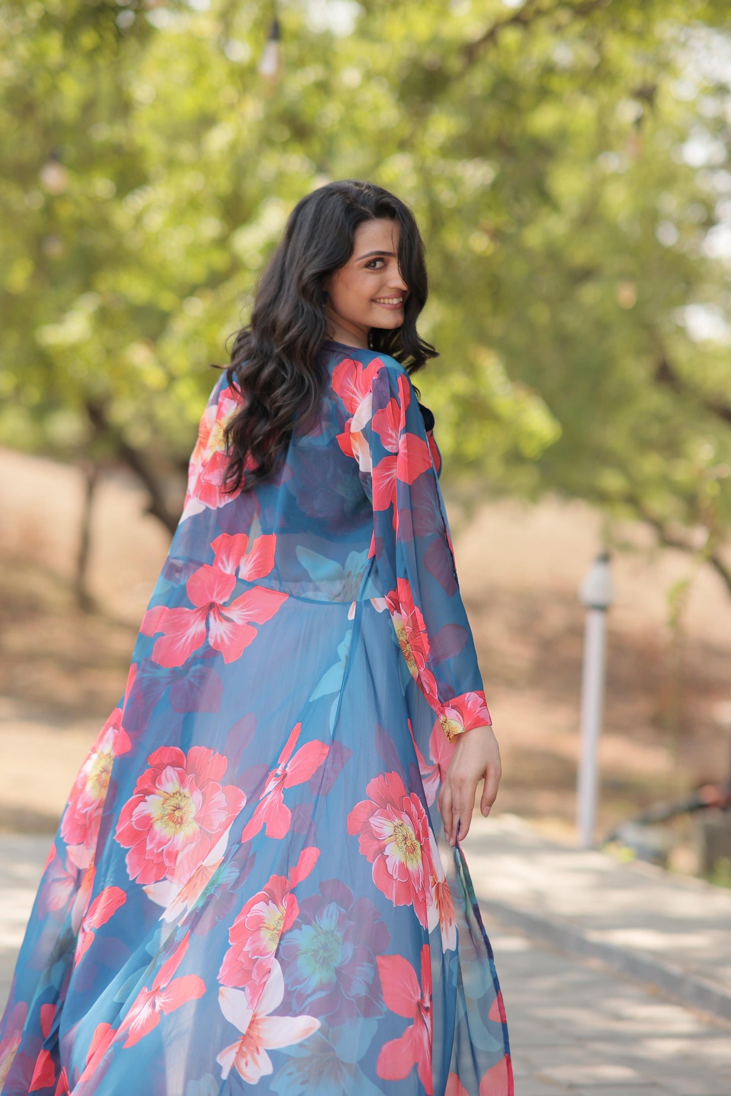 Floral Printed Dress With Shrug