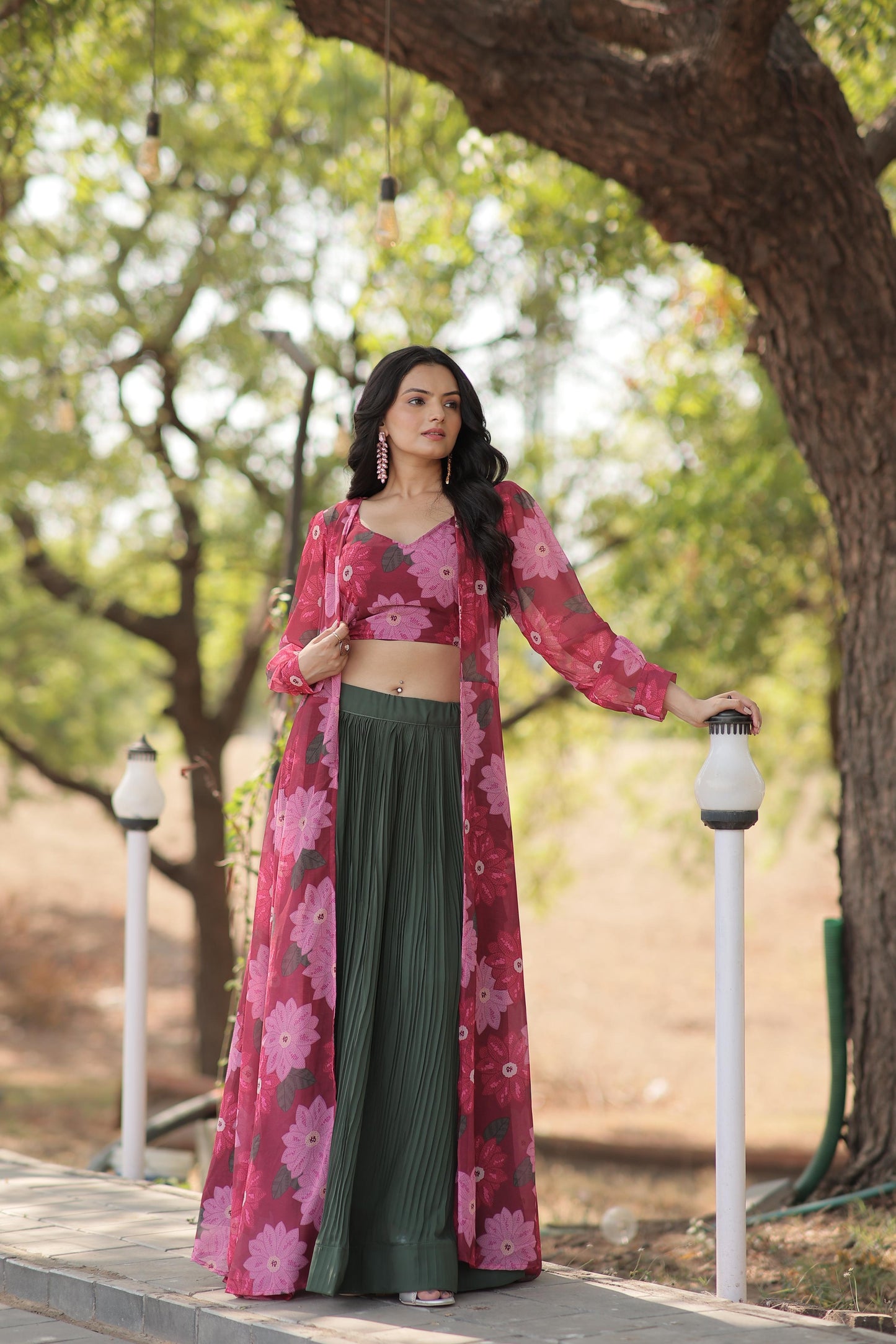 Floral Printed Dress With Shrug