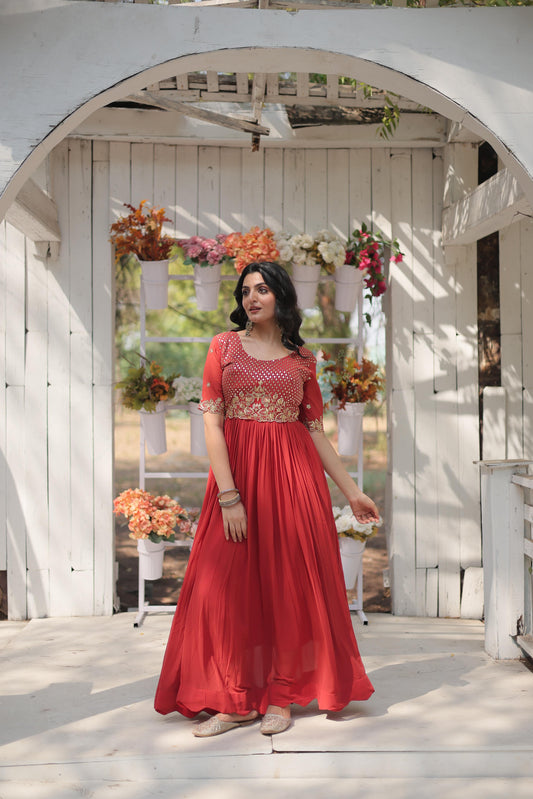 Embroidered Sequins Designer Gown