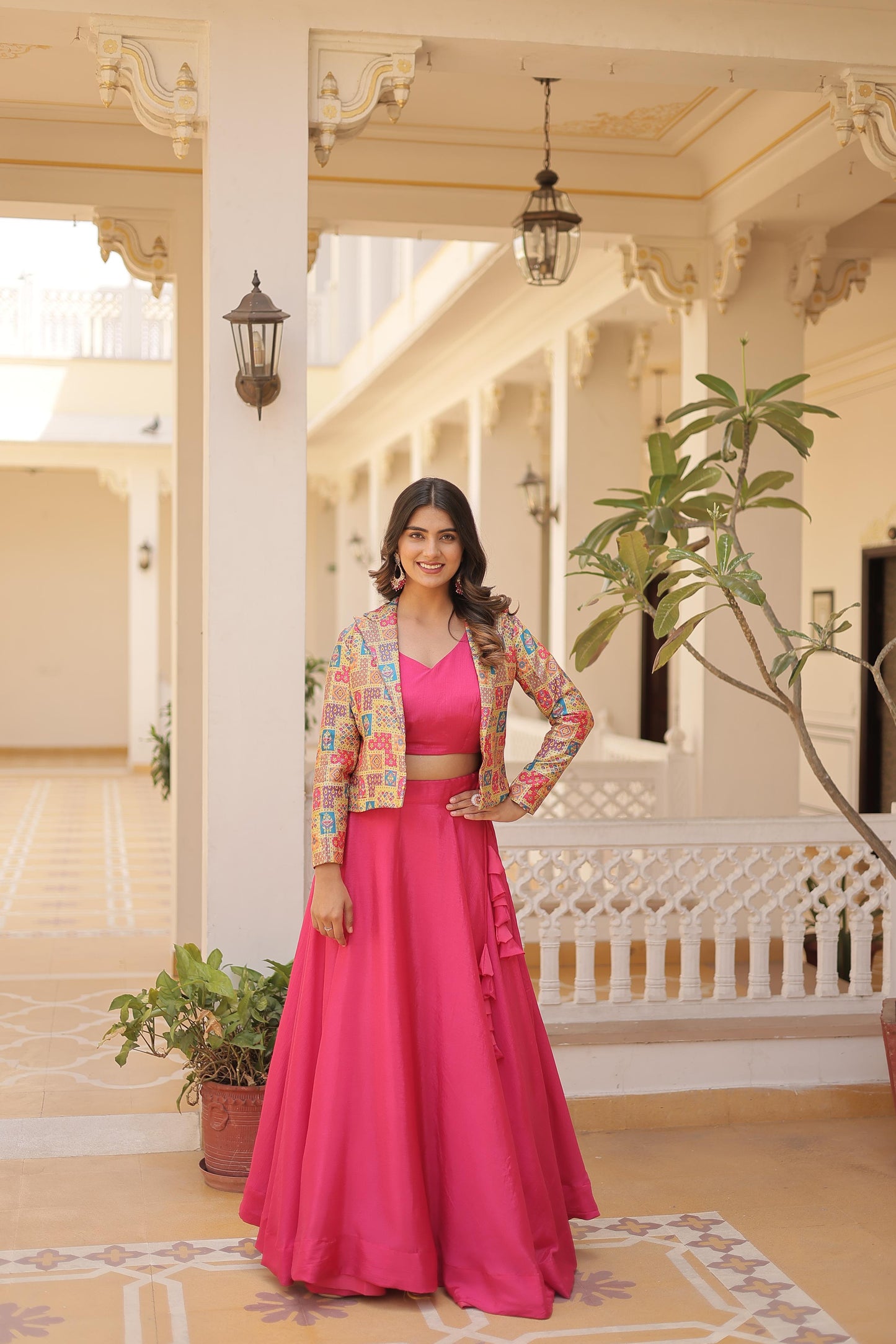 Chinnon Lehenga Set With Classic Koti