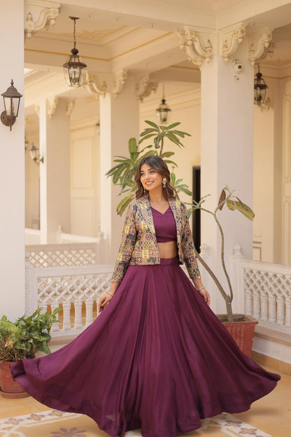 Chinnon Lehenga Set With Classic Koti