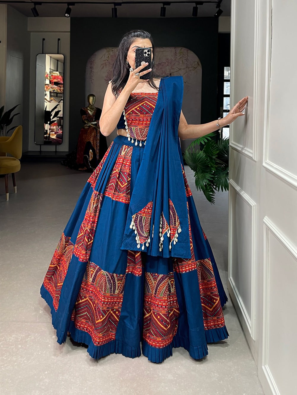 Red & Blue Regal Lehenga