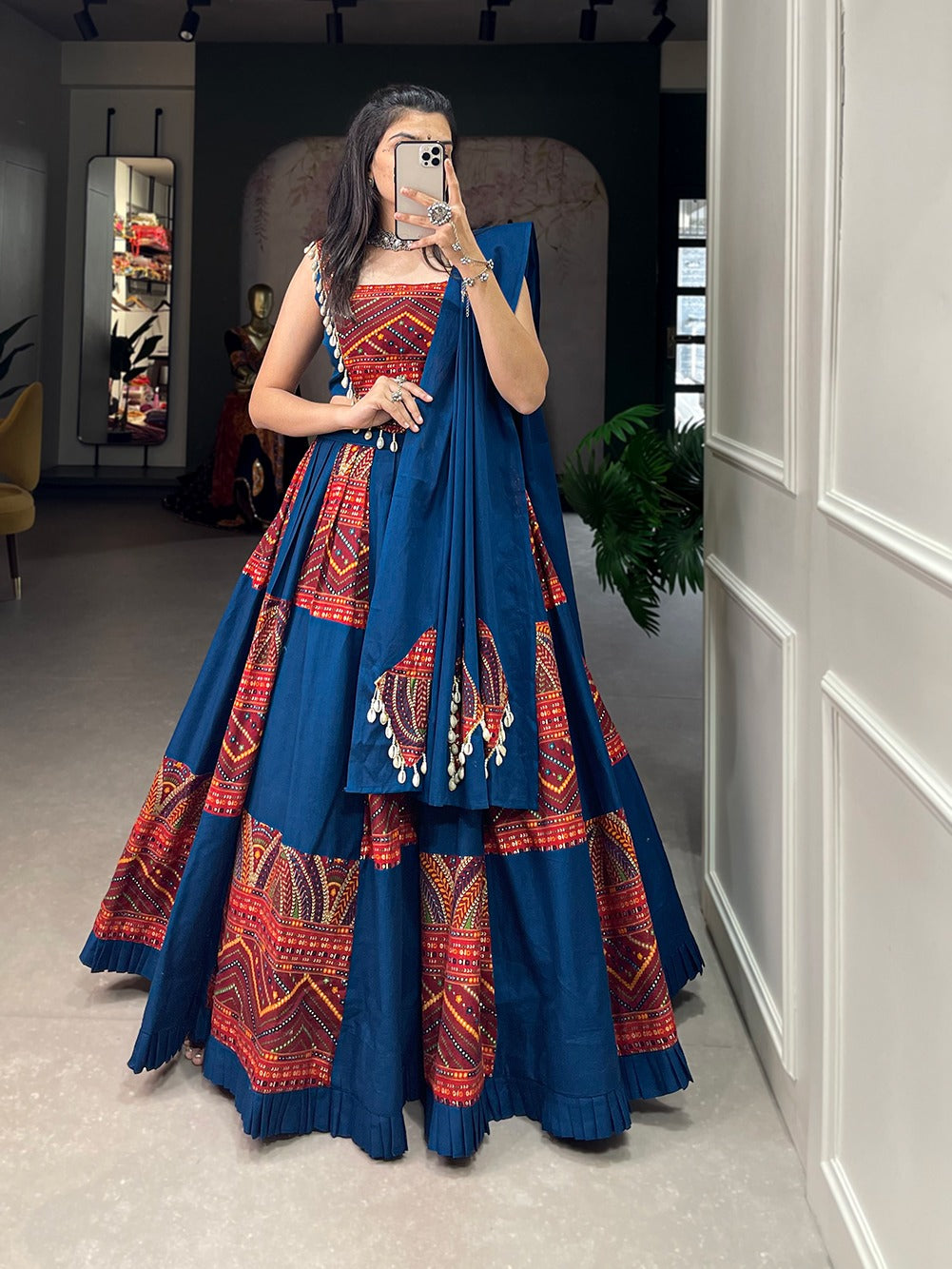 Red & Blue Regal Lehenga