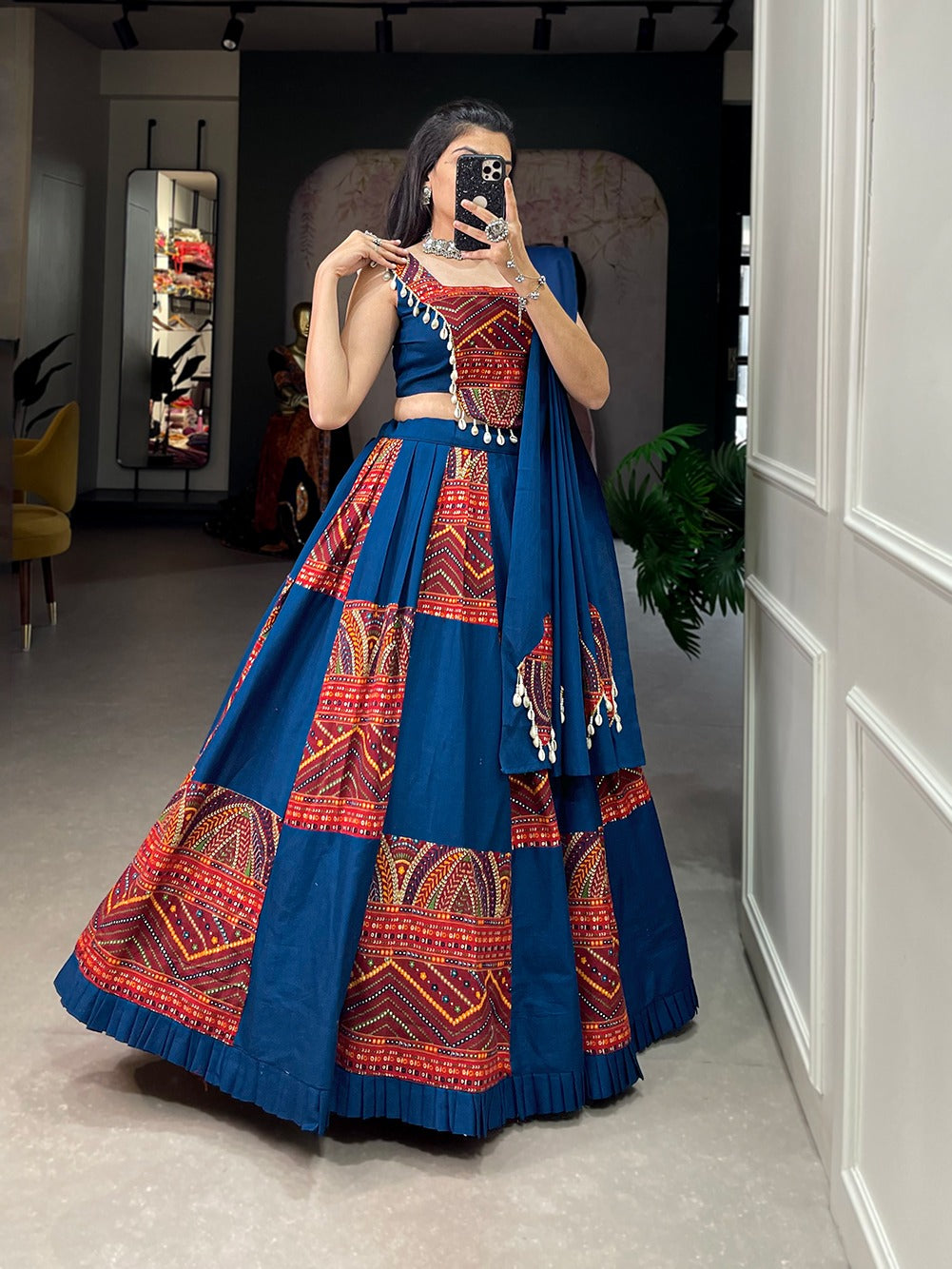 Red & Blue Regal Lehenga