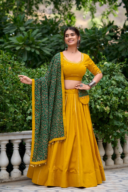 Pure Cotton Lehenga With Printed Dupatta