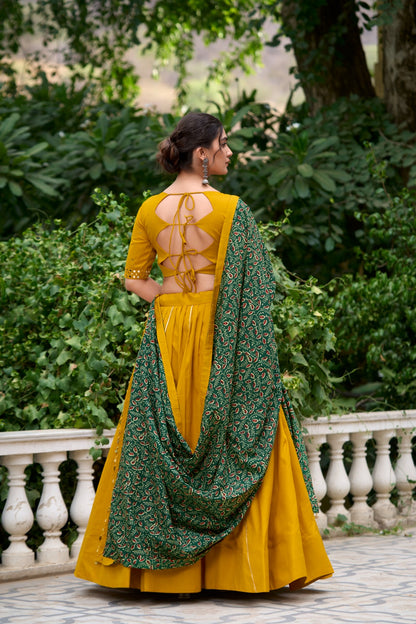 Pure Cotton Lehenga With Printed Dupatta