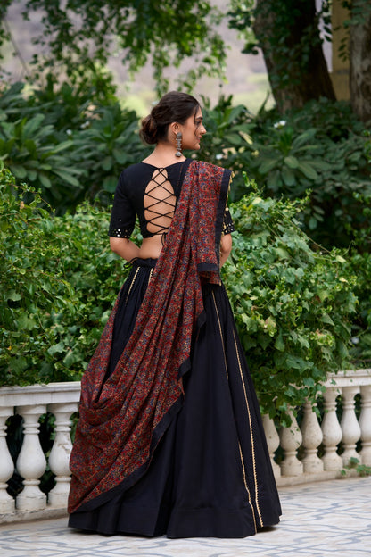 Pure Cotton Lehenga With Printed Dupatta