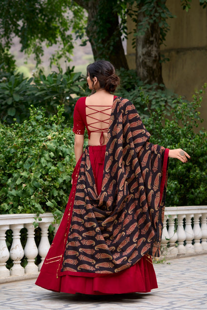 Pure Cotton Lehenga With Printed Dupatta