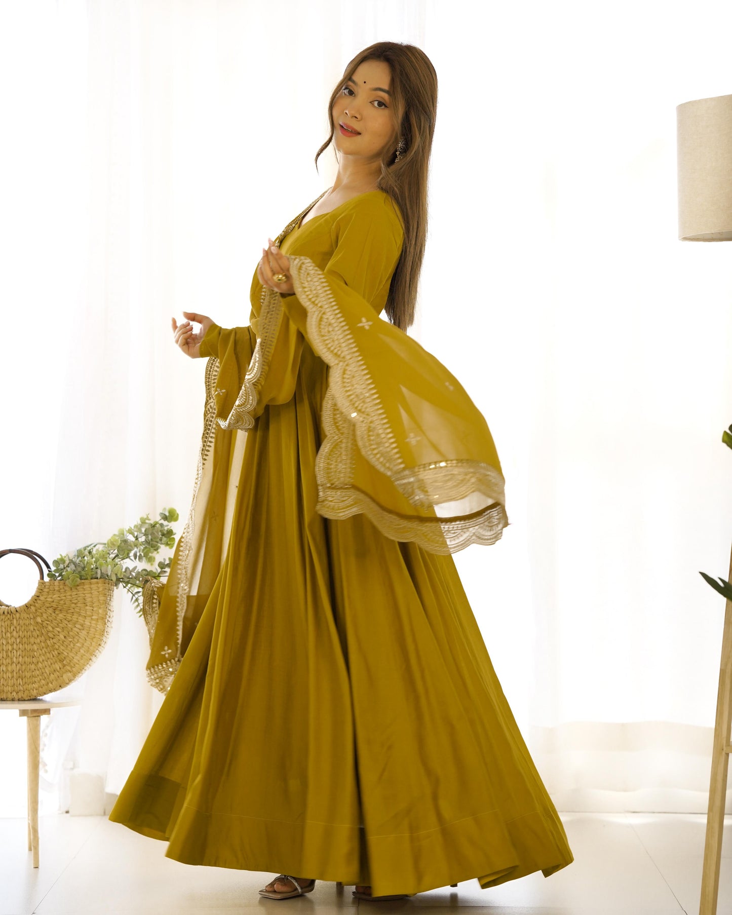 Mustard Colour Anarkali Set