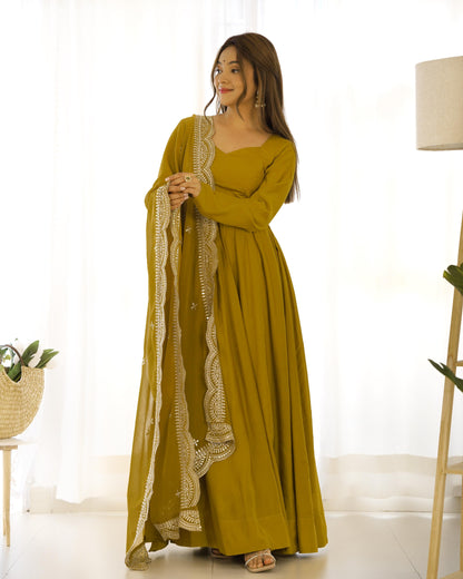 Mustard Colour Anarkali Set