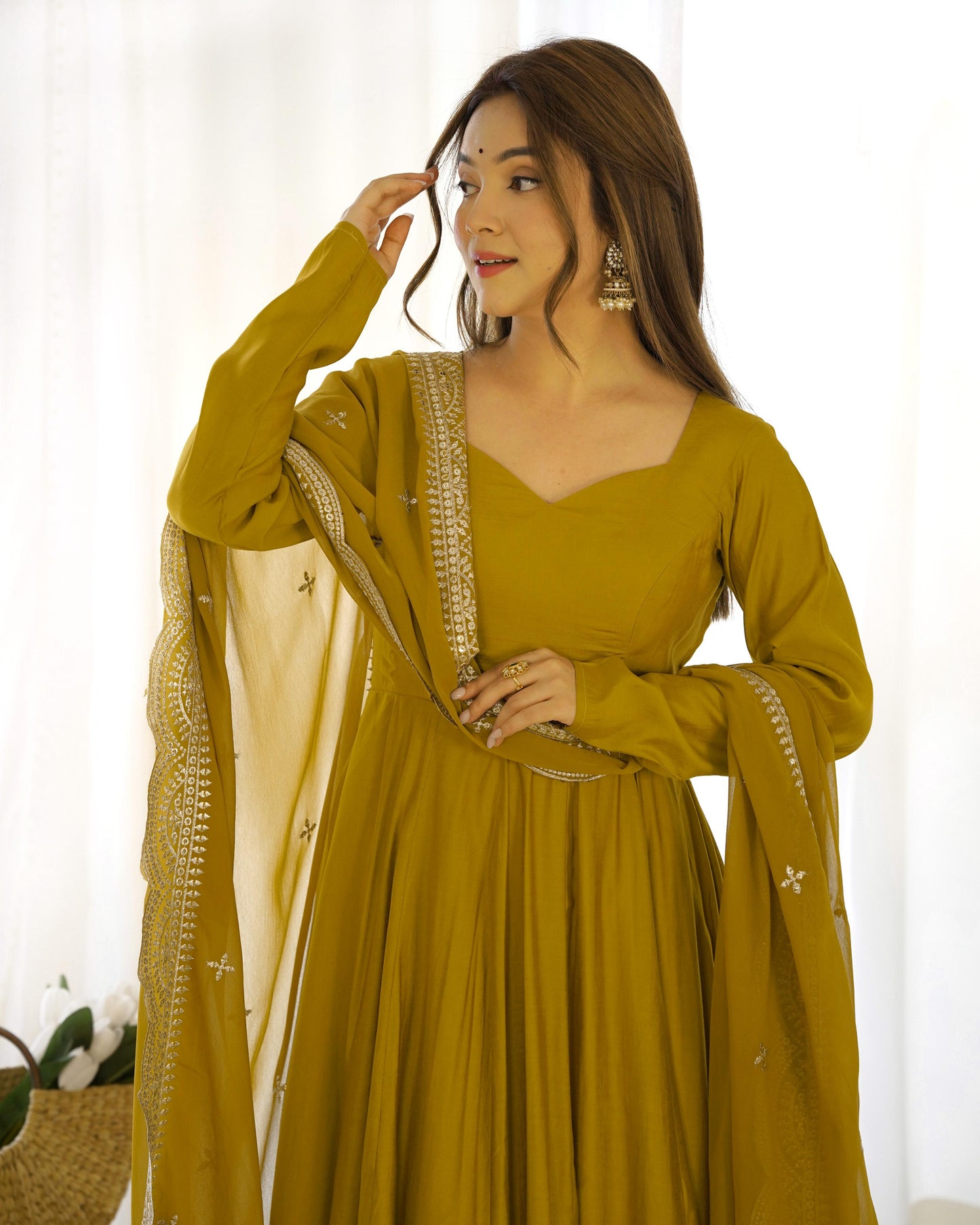 Mustard Colour Anarkali Set