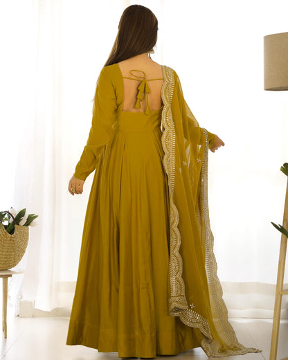 Mustard Colour Anarkali Set