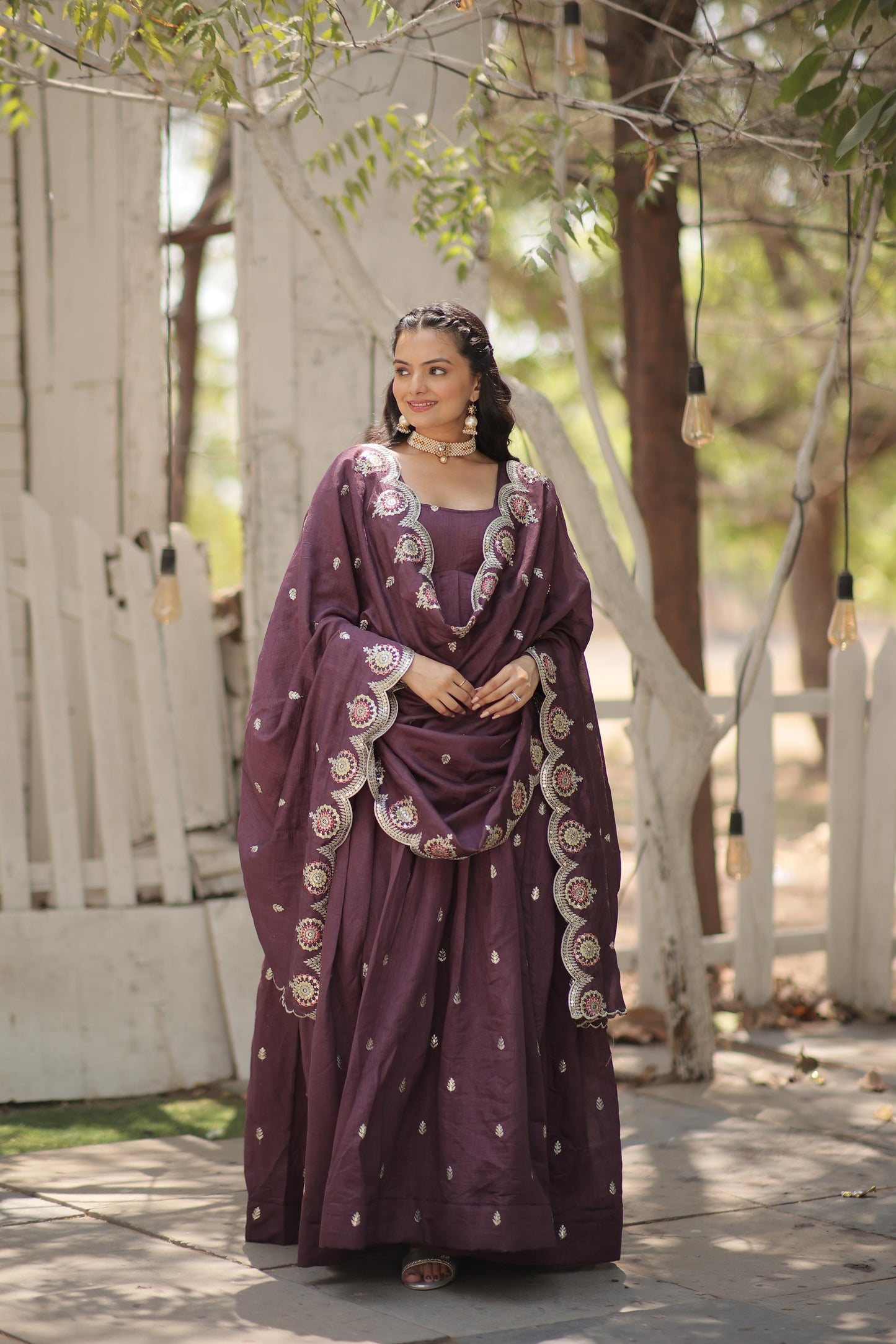 Shimmer Glam Flaired Gown With Heavy Dupatta