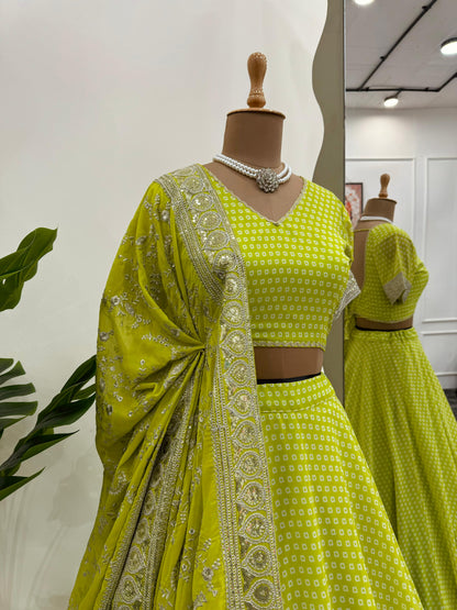 Neon Bandhani Lehenga