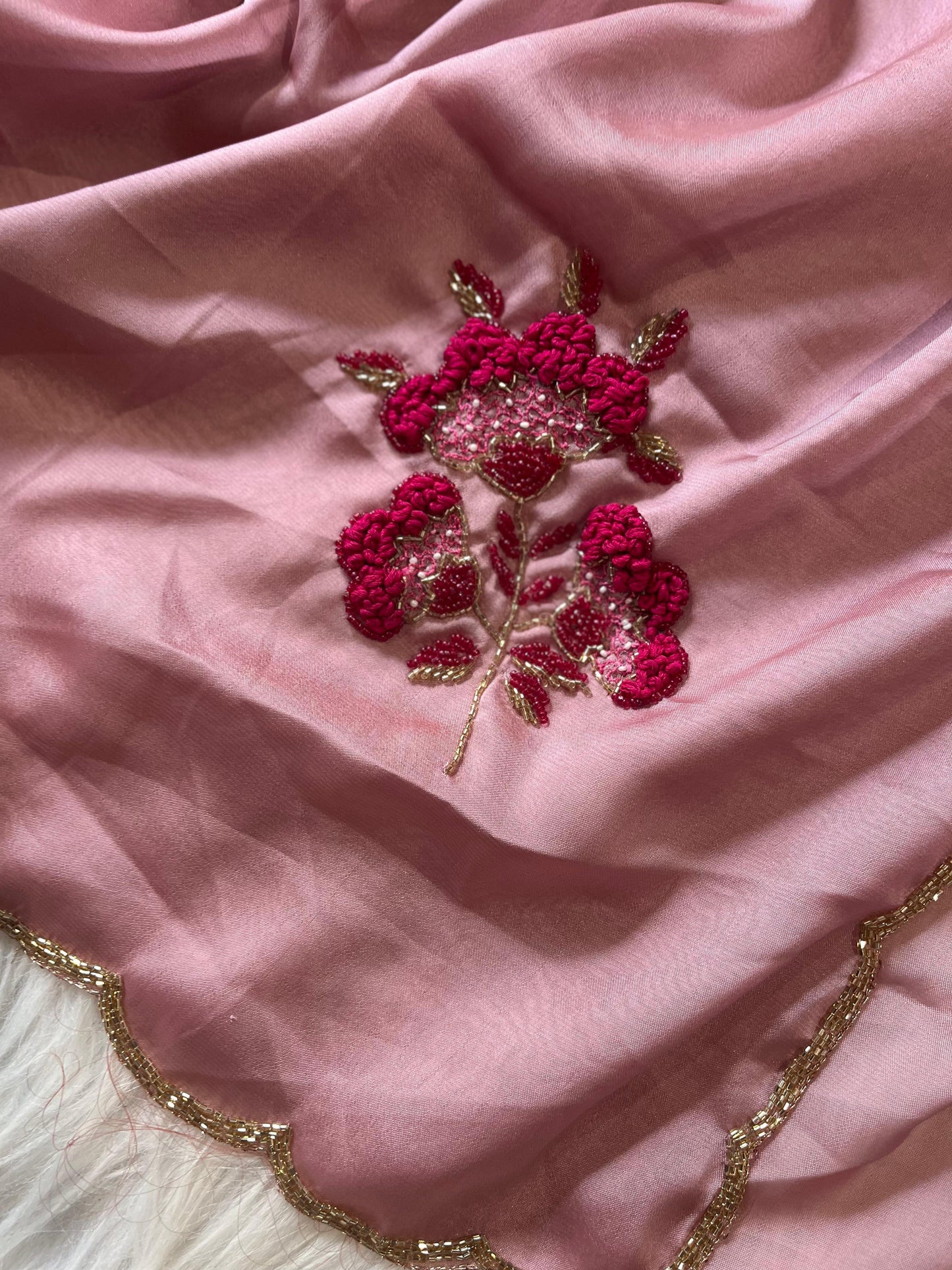 Rosy Blossom Handcrafted Saree