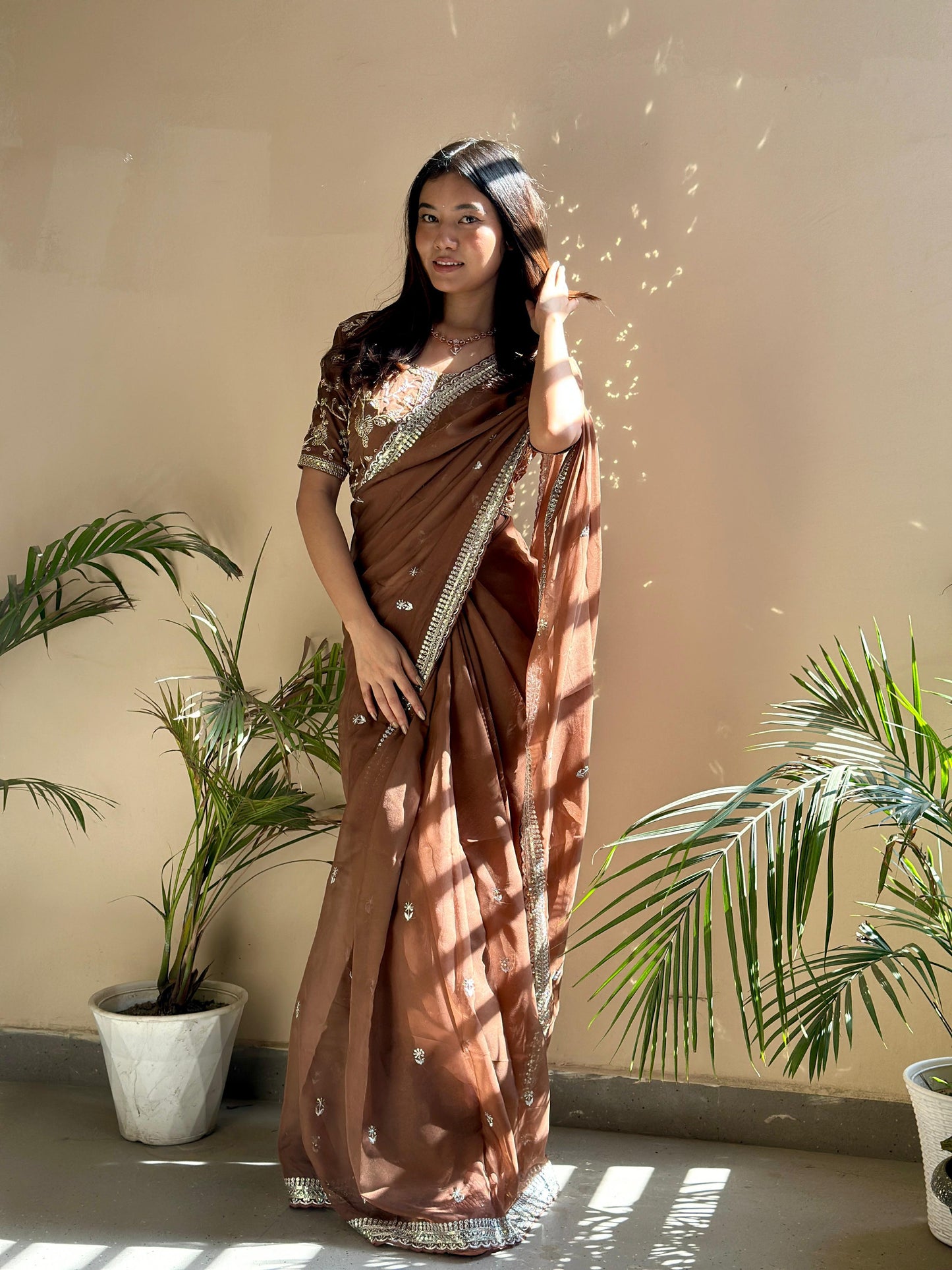 Ornate Organza Saree With Rich Embroidery