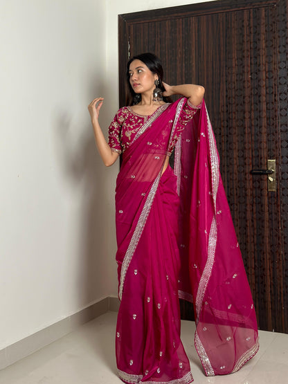 Ornate Organza Saree With Rich Embroidery