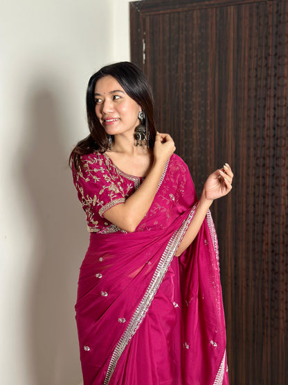 Ornate Organza Saree With Rich Embroidery