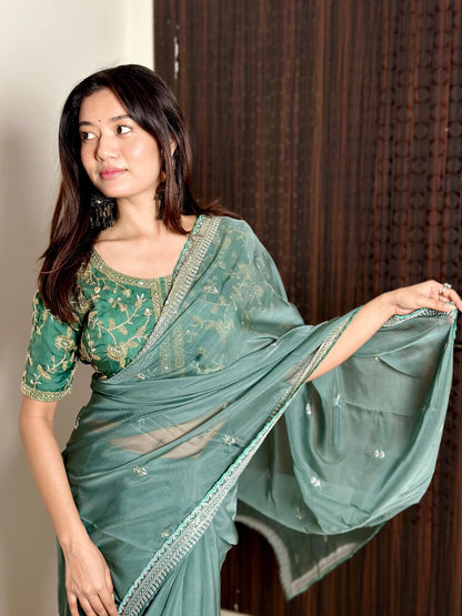 Ornate Organza Saree With Rich Embroidery