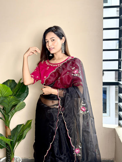 Graceful Organza  Heavy Handwork Saree