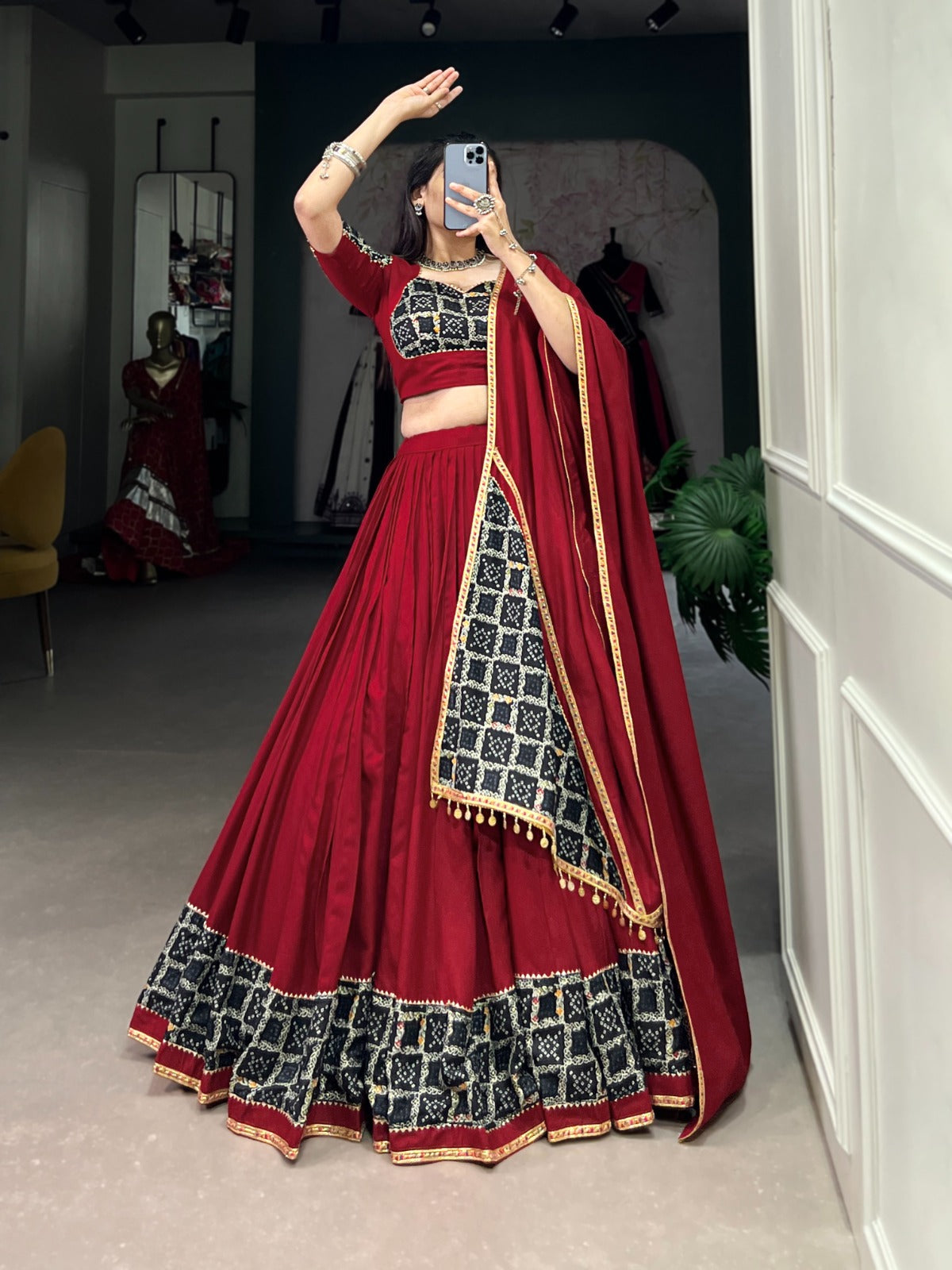 Three-Piece Printed Lehenga Set