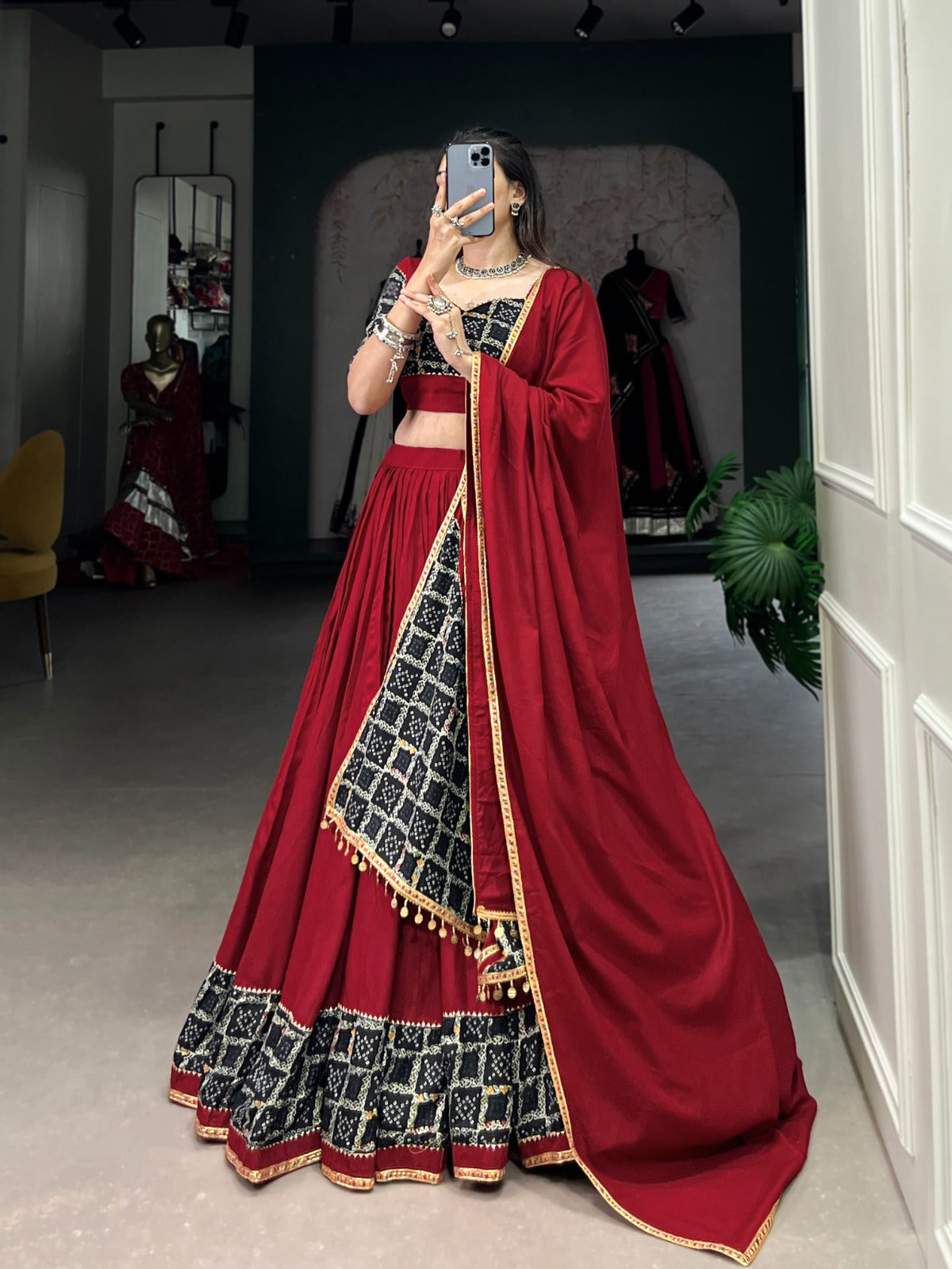 Three-Piece Printed Lehenga Set