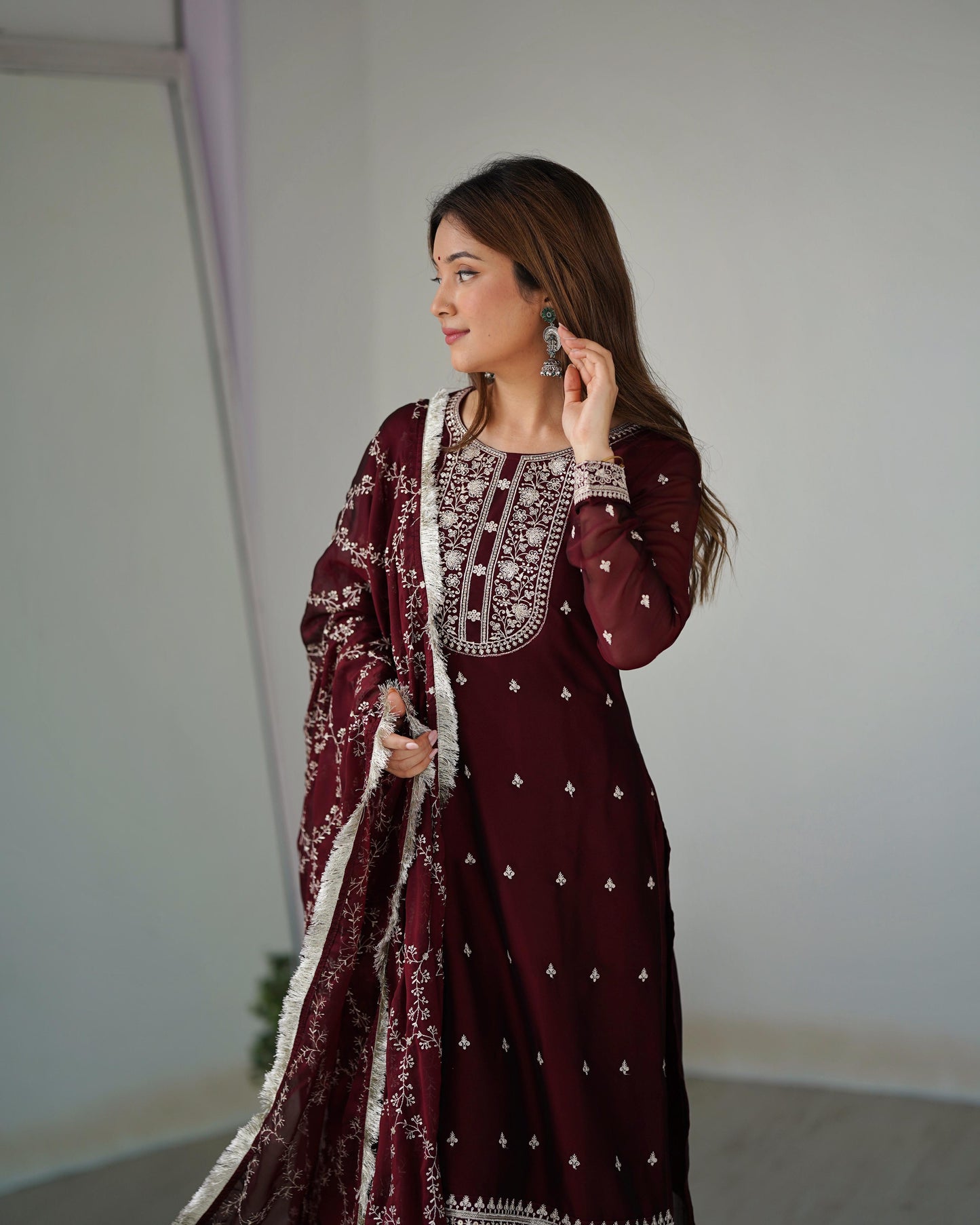 Maroon Silk Kurta Set