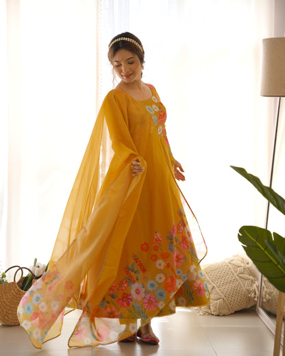 Organza Silk Print Anarkali Outfit