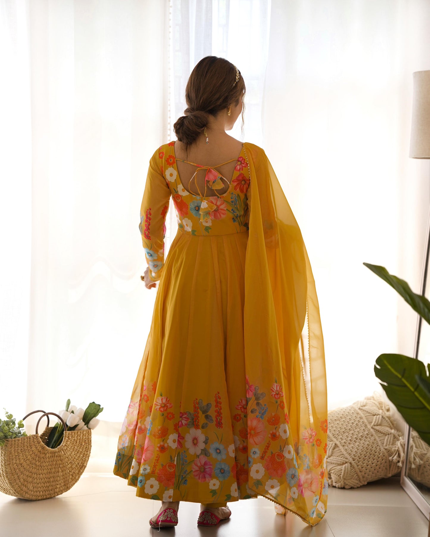 Organza Silk Print Anarkali Outfit