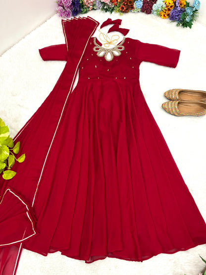 Chic Red Kurti with Intricate Motiwork