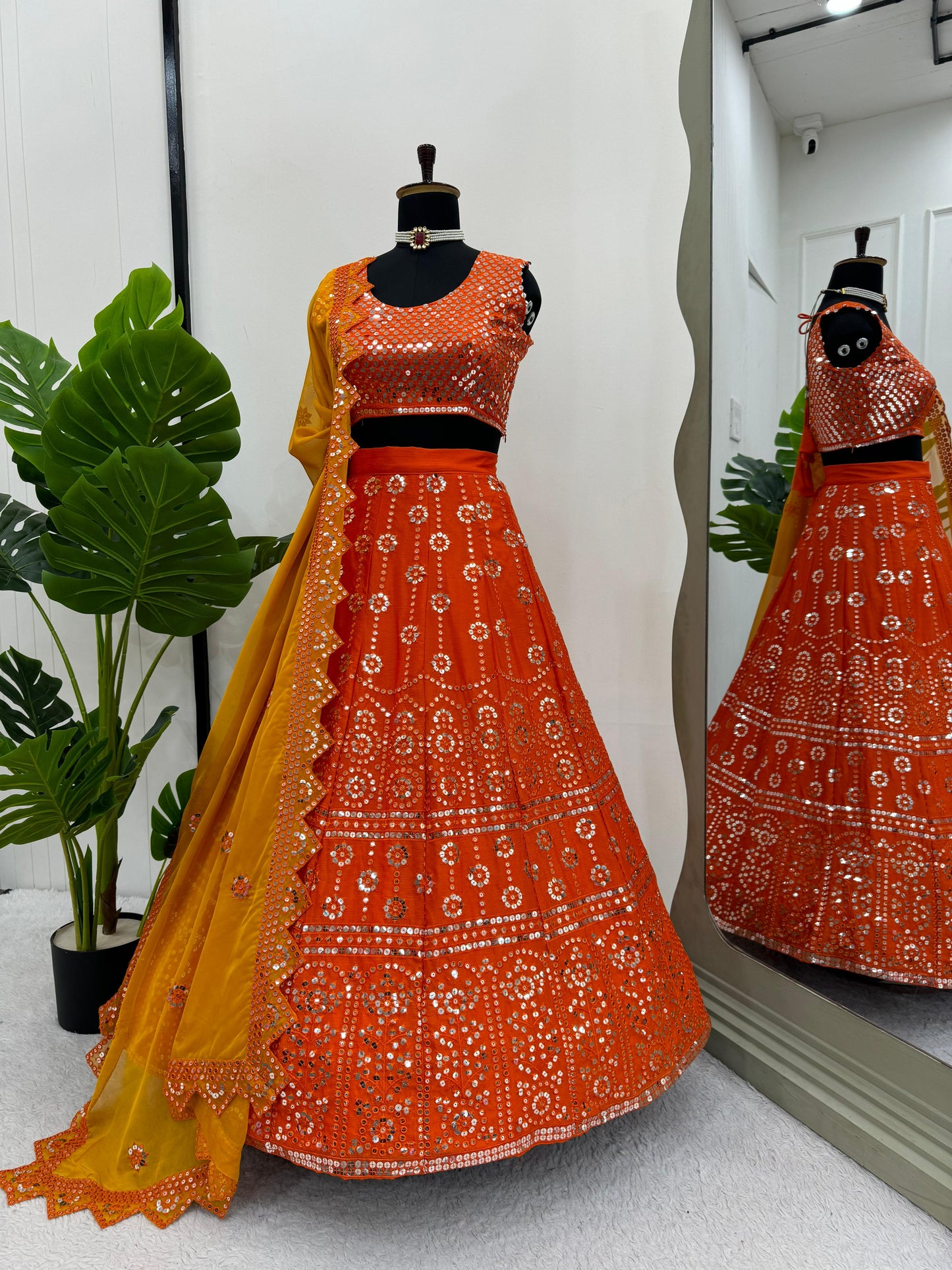 Vibrant Tangerine Shade Lehenga