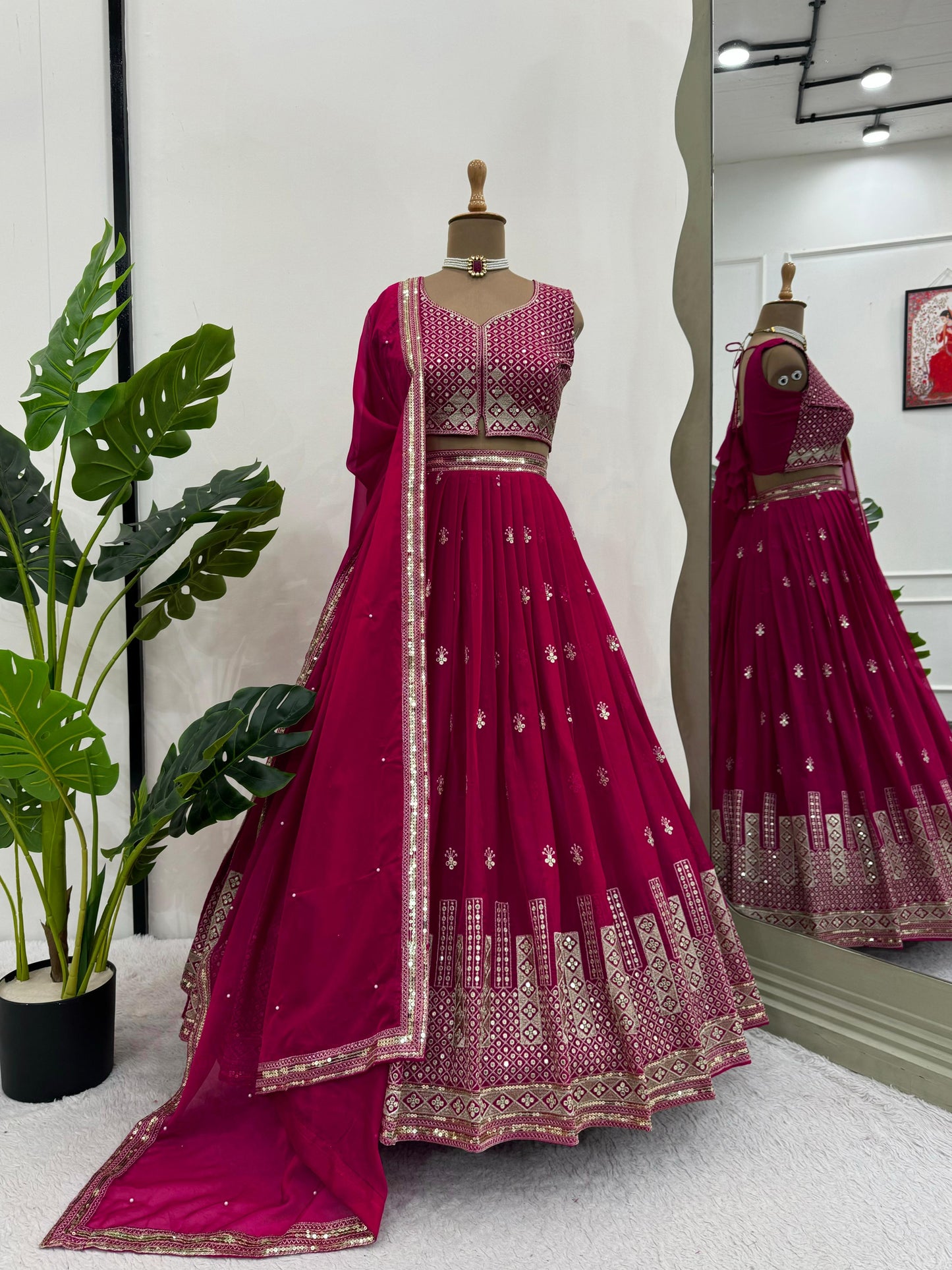 Vivid Magenta Shade Lehenga