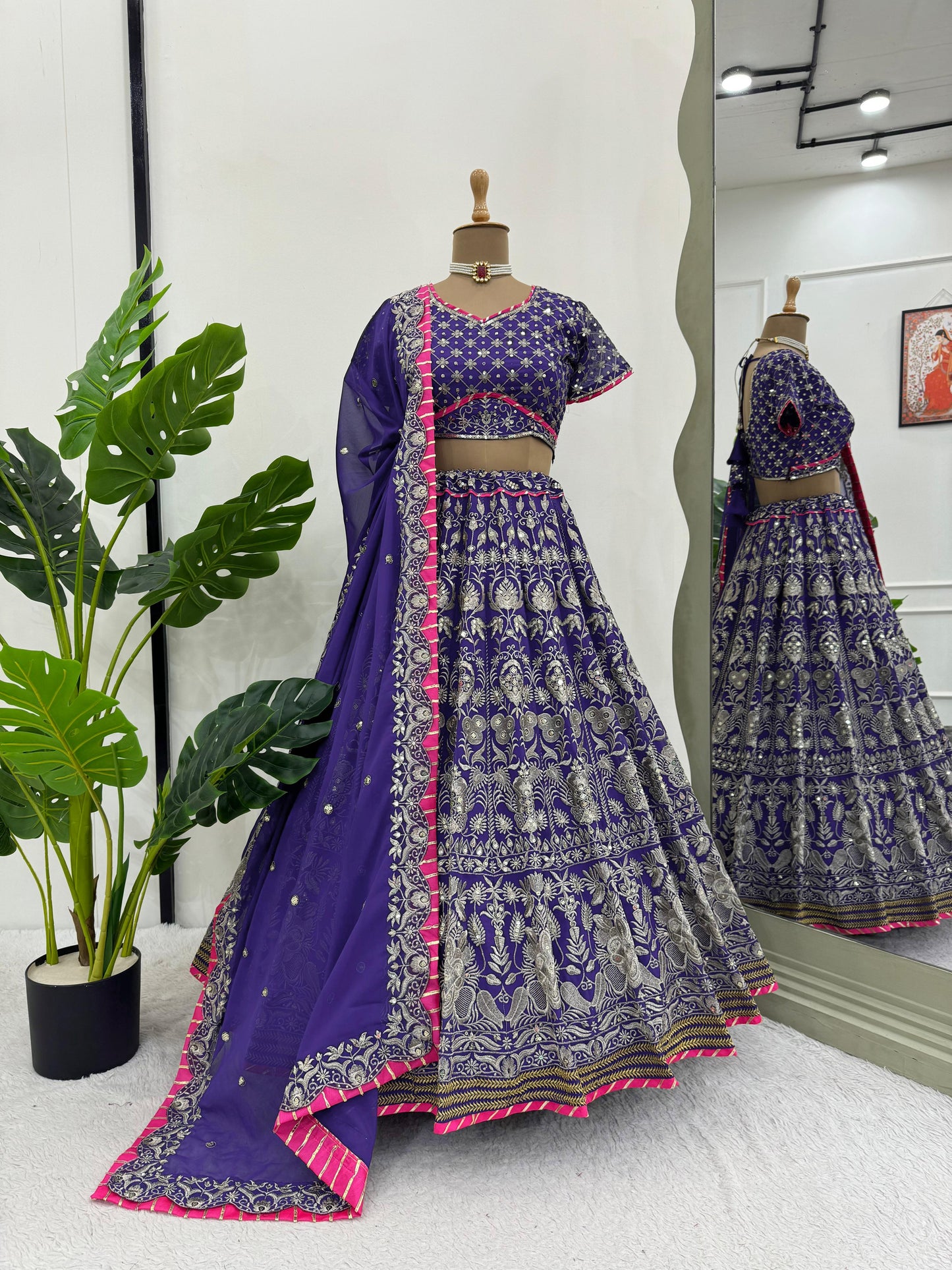 Imperial Purple Sequins Work Lehenga