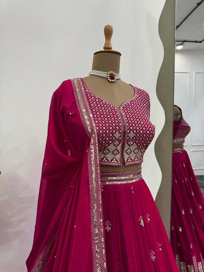 Vivid Magenta Shade Lehenga