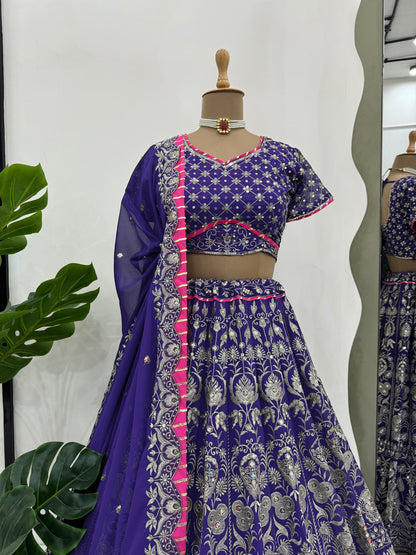 Imperial Purple Sequins Work Lehenga