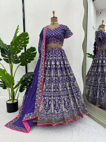 Imperial Purple Sequins Work Lehenga