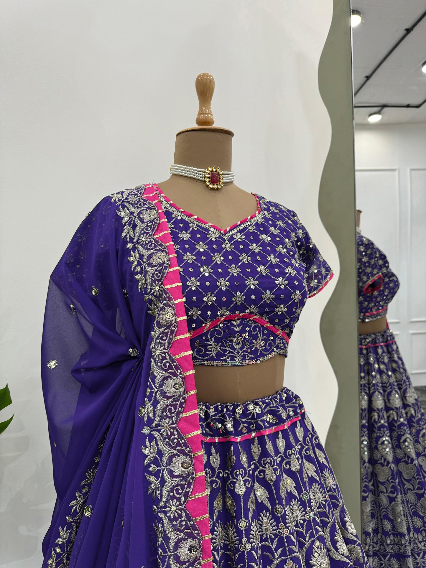 Imperial Purple Sequins Work Lehenga