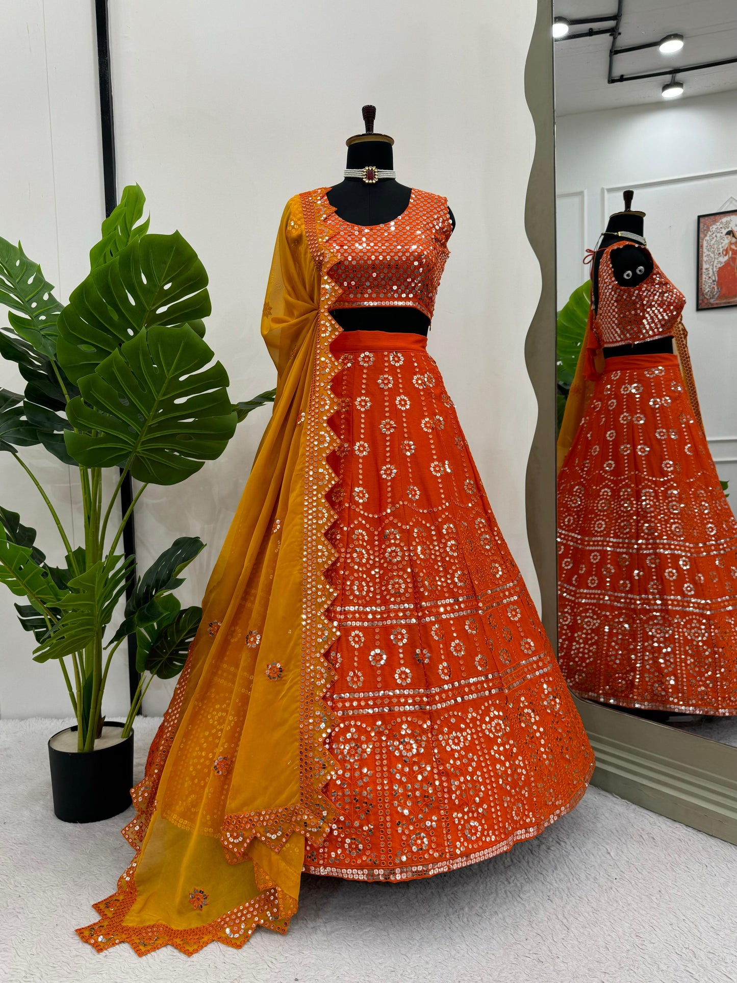 Vibrant Tangerine Shade Lehenga