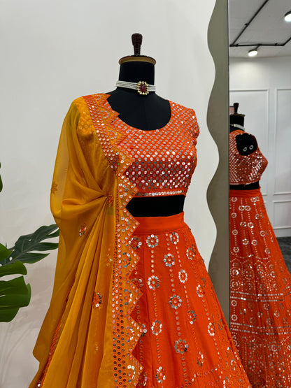 Vibrant Tangerine Shade Lehenga