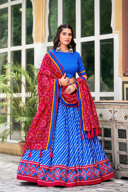 Elegant Flow of Leheriya Pattern Lehenga