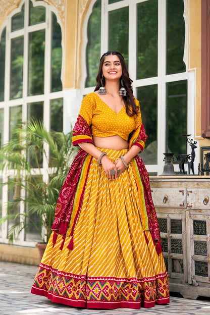 Elegant Flow of Leheriya Pattern Lehenga