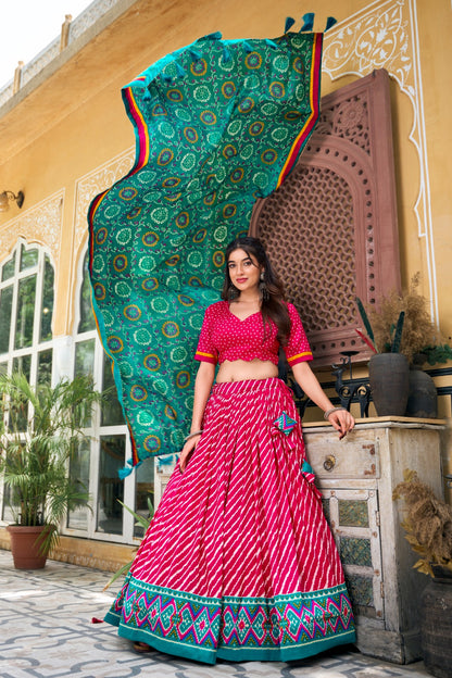 Elegant Flow of Leheriya Pattern Lehenga