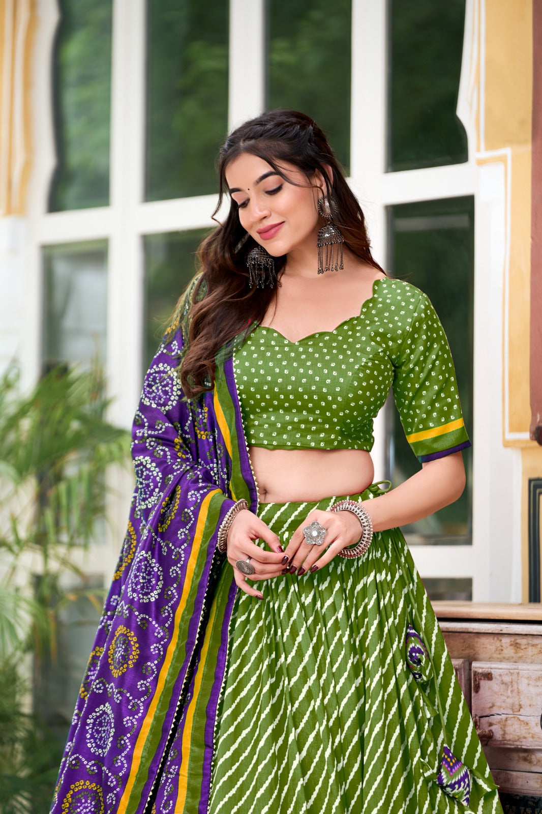 Elegant Flow of Leheriya Pattern Lehenga